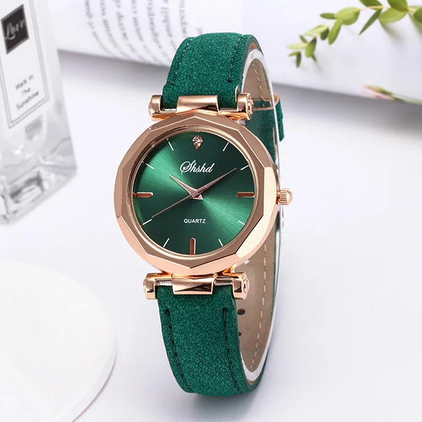 Хит, новые модные часы для женщин и мужчин, часы для влюбленных, кожаные кварцевые наручные часы, женские и мужские часы, Relogios Feminino, Прямая поставка - Цвет: Green
