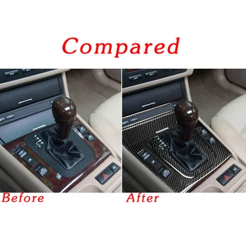 

Carbon Fiber Gear Shift Box Sticker Gear Pane Ash Tray Protection Decal Stickers Trim For BMW E46 4DR 1998-2005 Car Accessories