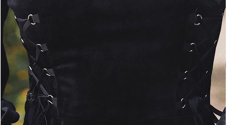 SWEETXUE модные Для женщин сексуальное платье с квадратным воротником Леди с пышными рукавами бархат Винтаж трапециевидные вечерние черное миди-платье Новинка; сезон осень