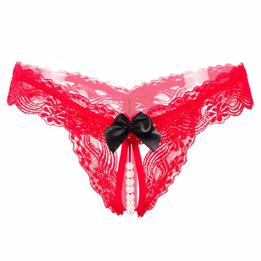 Танга de entrepierna абьерта para mujer Пикантные Грех con Лазо y perlas ropa interior encaje стринги|Трусики| |