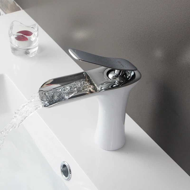 Gisha смесители для раковины водопад кран для ванной смеситель кран для ванны античный кран латунный кран для раковины Серебряный G1038 - Color: white chrome