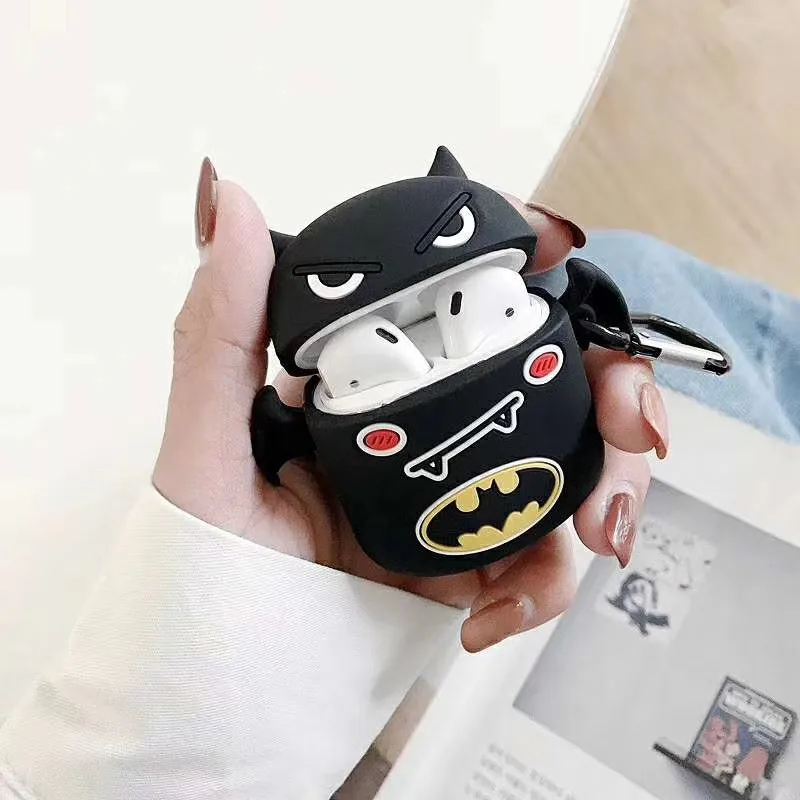 

For AirPod 2 Case 3D Black Batman Cartoon Soft Silicone Wireless Earphone Cases For Apple Airpods Case Cute Cover Funda