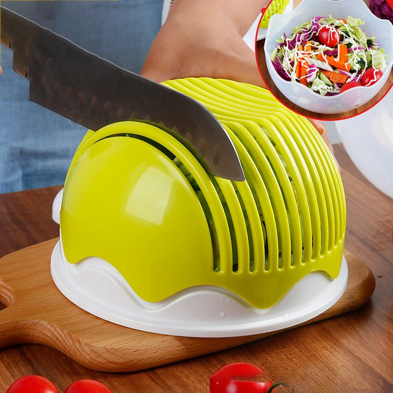 

Salad Cutting Bowl Kitchen Tools Multifunctional Cutting Fruit And Vegetable Cutting Machine Cutting Salad Artifact With Cover