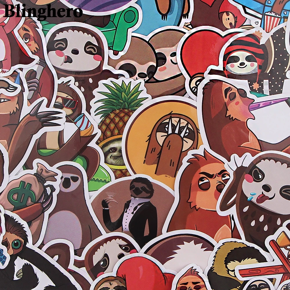 

CA1455 36pcs/set Cute Sloth Stickers Anime For Laptop Car Skateboard Motorcycle Girls For Children Kids Toys Animal Stickers
