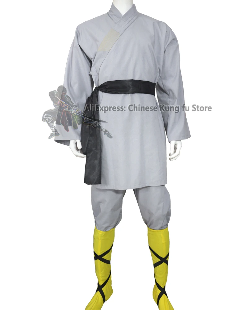 Socialism count up novel Shaolin Monk Kung Fu Uniform Chinese Wushu Martial Arts Tai Chi Suit Wing  Chun Clothes Gray Cotton - Martial Arts Sets - AliExpress