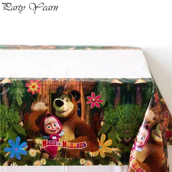 

children lovely Cute masha and bear themed Printed 108*180cm Plastic Disposable Home Map Birthday Party Event Tablecloth