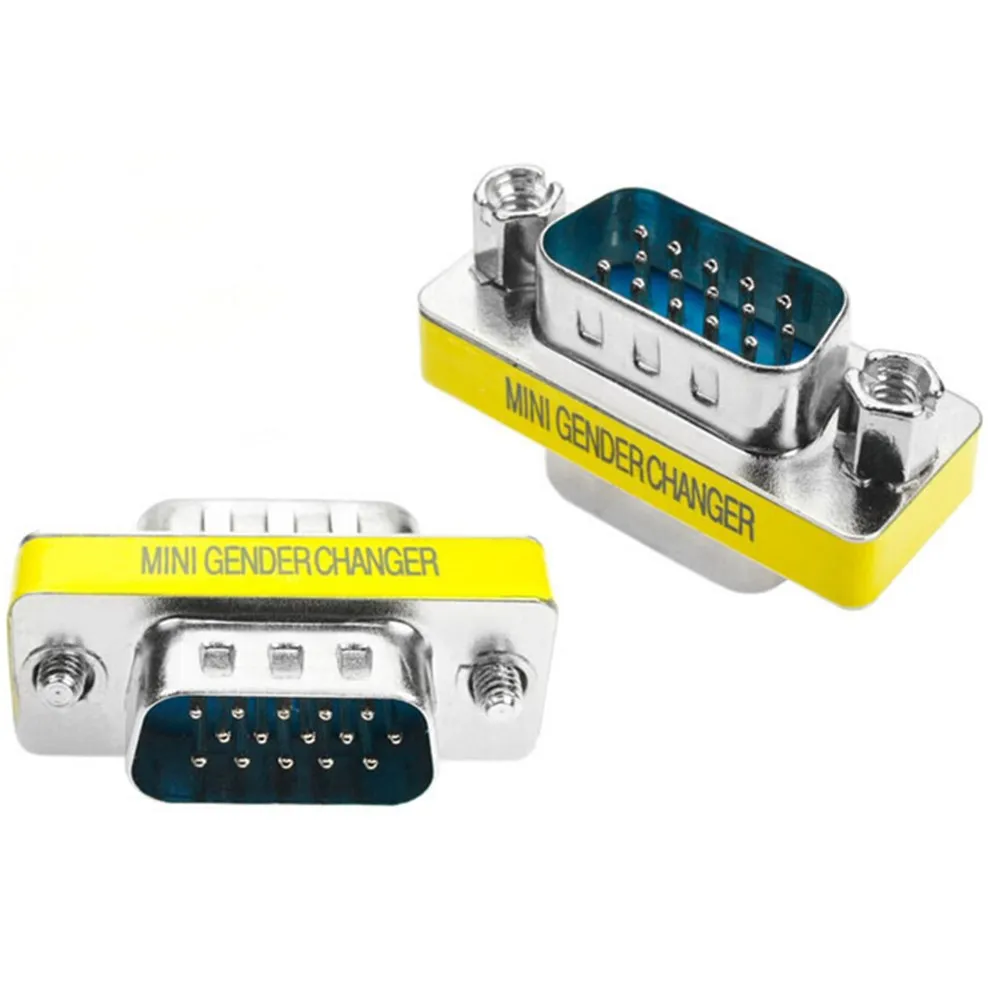 VGA Cable Adapter 15 Pin D-Sub Male to Male Extender VGA MINI Gender Changer Connector for Monitor Projector