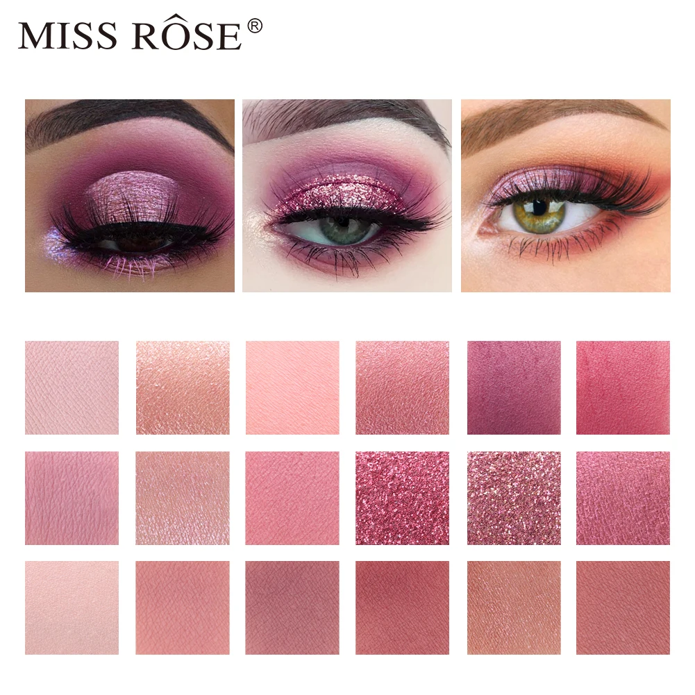 MISS ROSE, 18 цветов, блестящие, матовые, стойкие пигментные тени для век, палитра, макияж, тени для век, палитра TSLM2 - Цвет: Бордовый