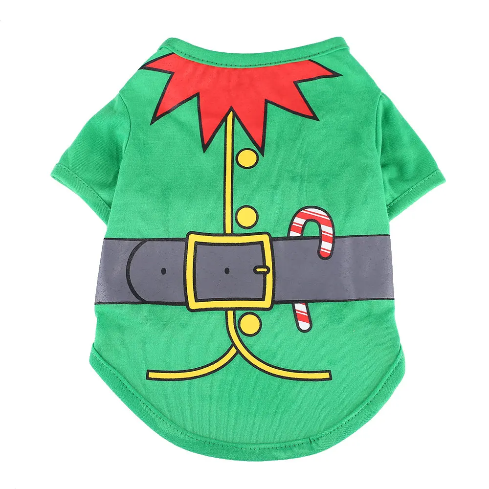 green Santa Claus Рождественская одежда для собаки, футболки, милый жилет с коротким рукавом - Цвет: green Santa Claus