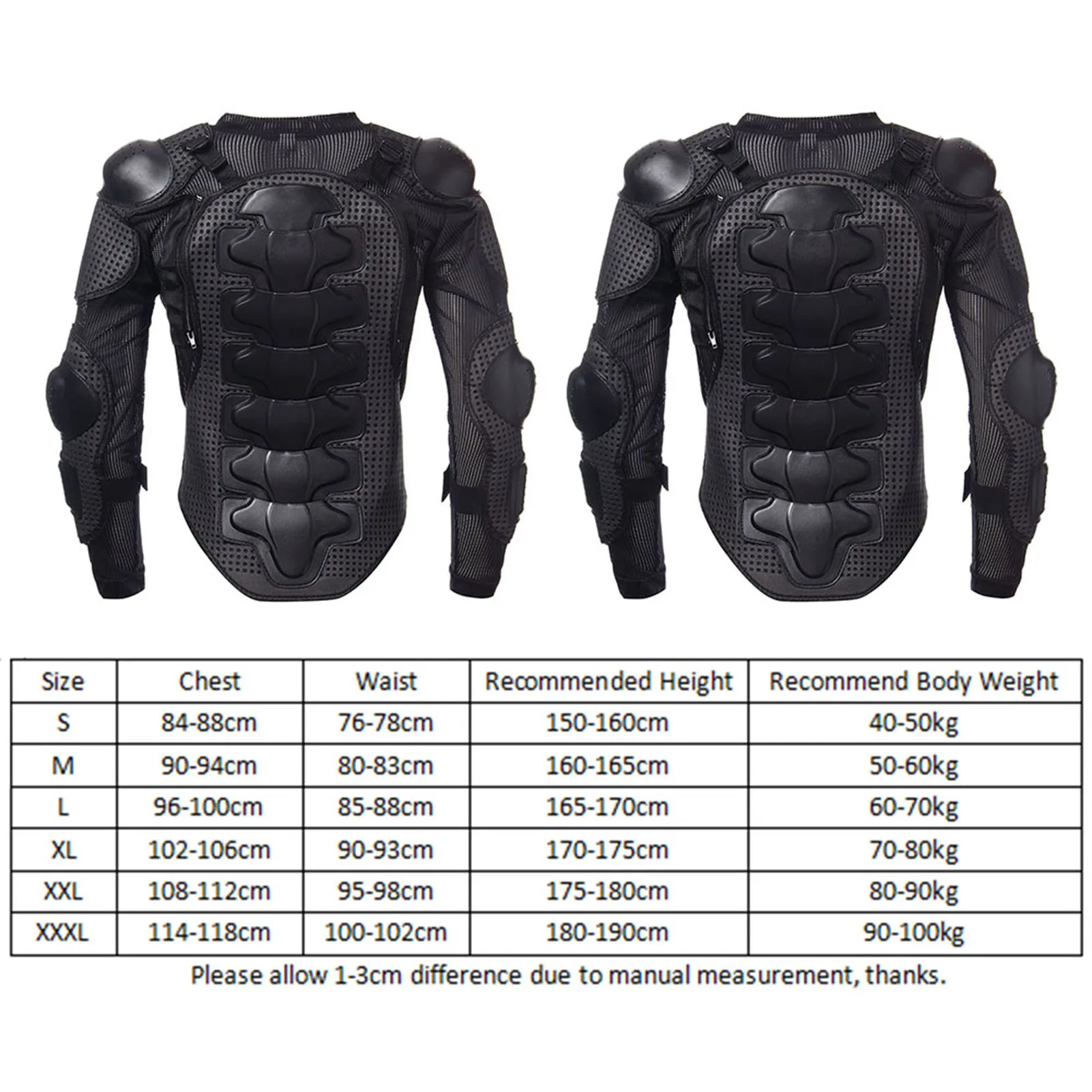 New Full Body Motorcycle Armor Motorcycle Protective Armor Riding Jacket Spine Shoulder Chest Protection Size S-3XL