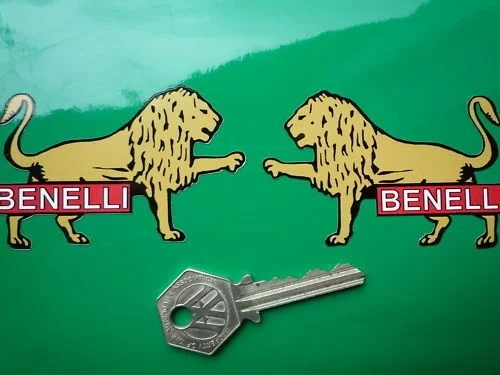 For x2 BENELLI 2 x LIONS ITALIAN MOTORCYCLE moto rad STICKER | Автомобили и мотоциклы