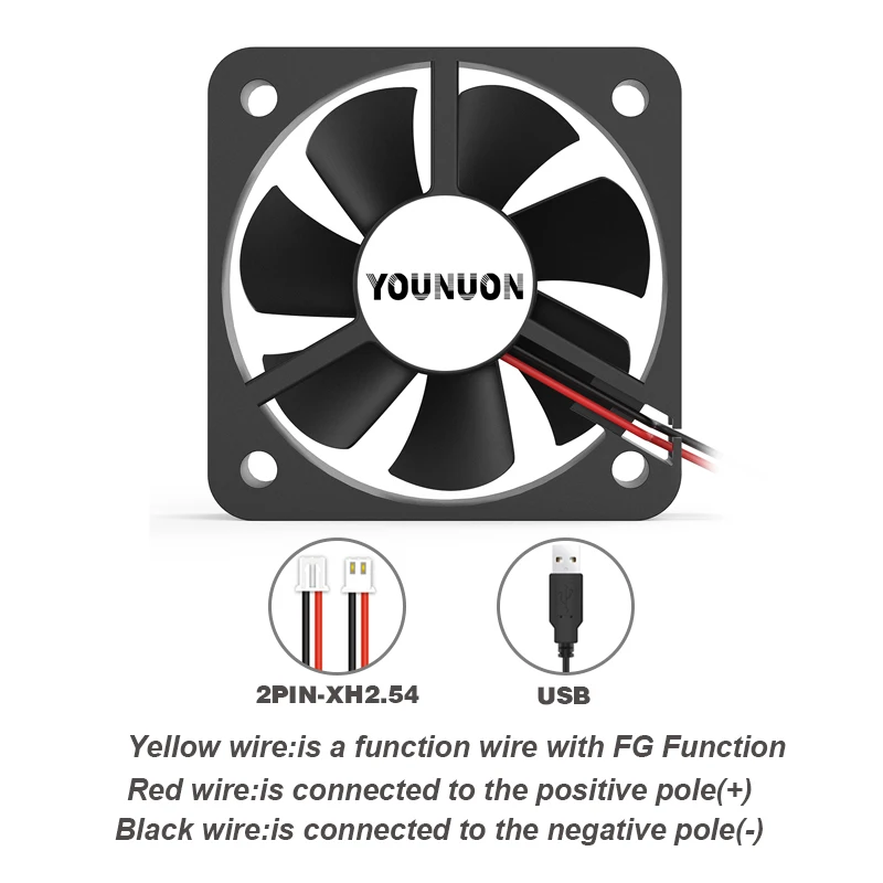 Younuon Peças 5020 50 mm dc 24v 12v 5v 2pin Dupla Bola Manga Rolamento sem Escova Ventilador de Refrigeração 50x50x20 mm Ventilador de Refrigeração - Imagem 2