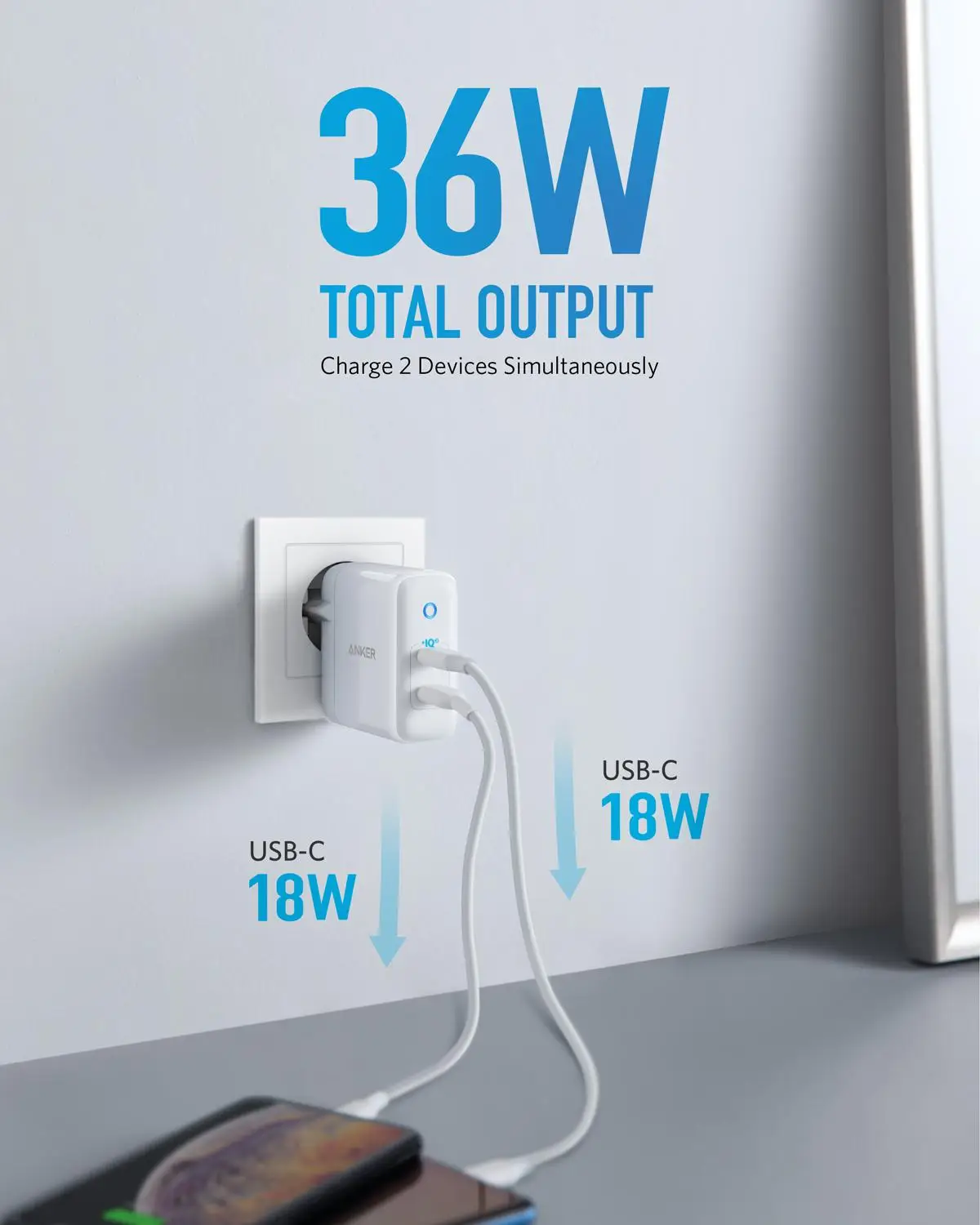 Anker 36W 2-Port PIQ 3.0 Type C Wall Charger Anker 36W 2Port PIQ 30 Type C Wall Charger PowerPort III Duo Foldable Plug Power Delivery For IPhone 1111 Pro And More
