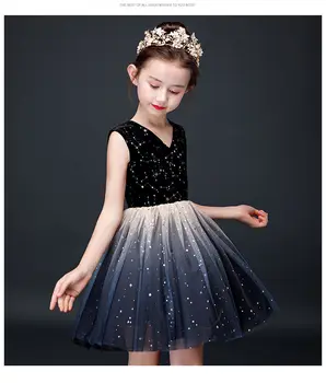 

2020 Elegant Princess Dress Girl Starry Dress Blue Star Children's Clothes Christmas dress girl Costume Kids Dresses For Girs