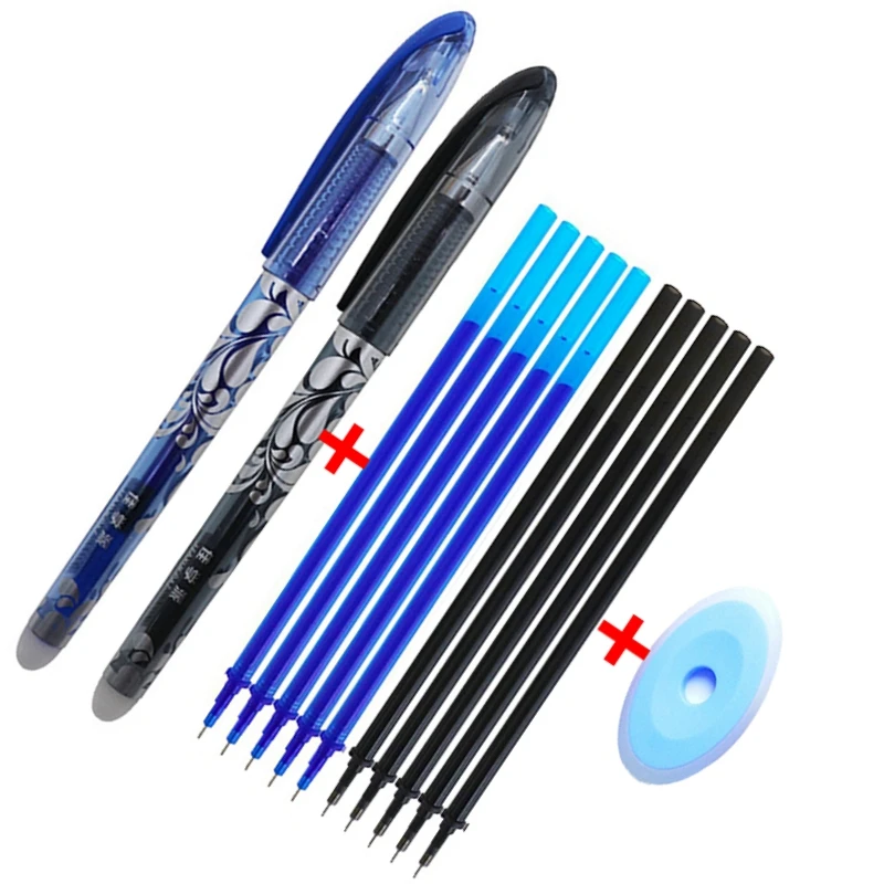 

12Pcs/Set 0.5mm Erasable Pen Washable Handle Blue Black Red Erasable Gel Pen Refill Rod School Office Writing Stationery