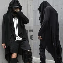 Весенне-летний мужской плащ, Солнцезащитная одежда, темные толстовки, трендовый длинный Тренч, мужская длинная уличная Толстовка в стиле хип-хоп