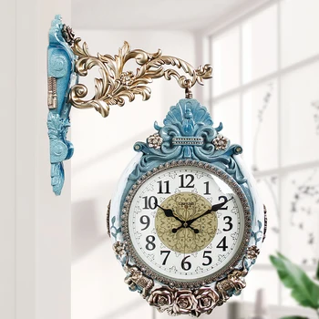 

Europe Style Double Sided Wall Clock Children Silent Creative Wall Clock Living room Orologio Parete Home Decoration BA60
