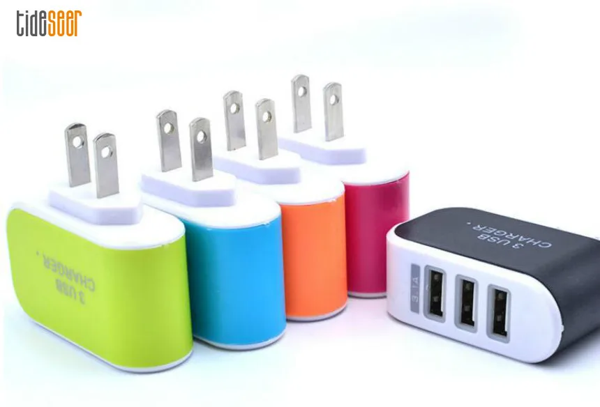 US $322.78 EUUS Plug Wall Charger Station Triple 3 Port USB Charge Chargers Travel AC Power Adapter For Xiaomi Huawei IPhone HTC 300pcs