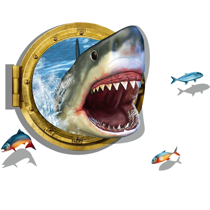 [SHIJUEHEZI] Shark Wall Stickers PVC Material DIY Outer Space Wall Poster for Kids Rooms Living Room Nursery Decoration