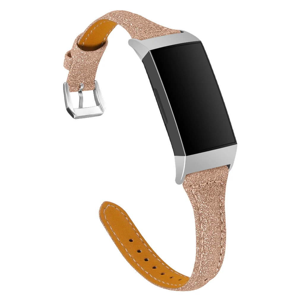 OULUCCI красочные кожаные браслеты для браслета fitbit charge 2 Женские часы мягкий браслет для fitbit charge 3 ремешок для часов - Цвет: Rose gold 3