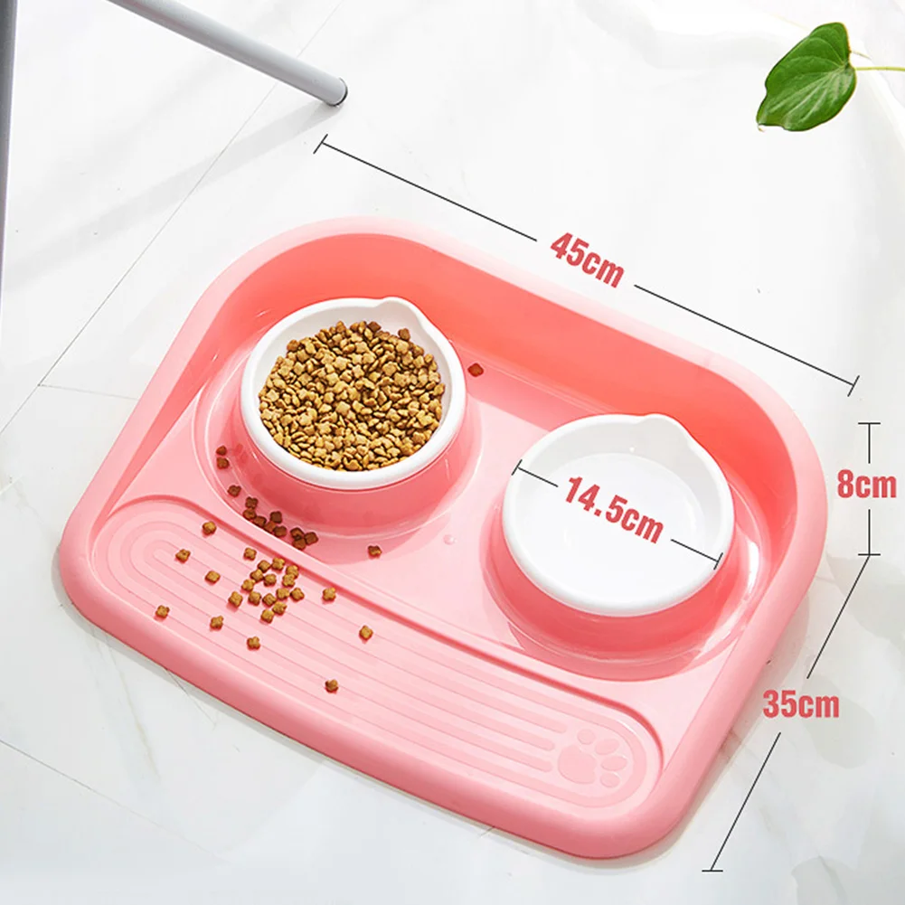 Двойной нескользящий Sprayproof прочный контейнер пищевой подачи воды миска для кошек и собак нетоксичный без запаха товары для домашних животных легкий чистый лоток