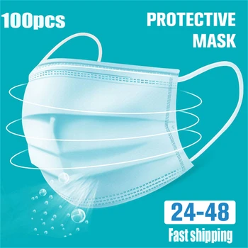 

Face Mouth Mask 100 Pcs Masks Anti-dust Disposable Mouth Masks 3 Layer Elastic Earloop Masks Anti dust Mascarillas Mascherine