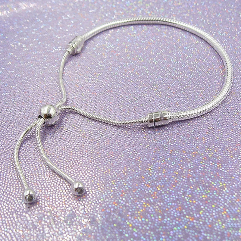 Silver Color Classic Adjustable Snake Chain Bracelets Fits Beads Link Chain Charm Bracelets For Women Fashion Jewelry bracelet jewelry
