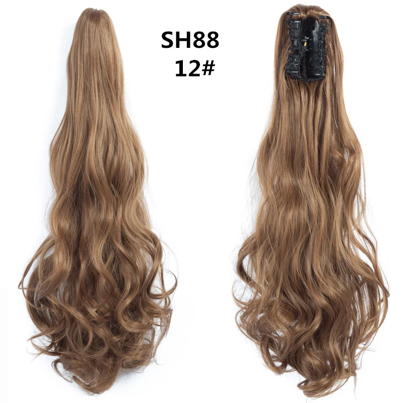 Chorliss синтетические хвостики для прически волосы шиньон длинные волнистые конский хвост обруч на заколках волосы для наращивания Fack волосы Омбре блонд серый черный - Цвет: SH88  12