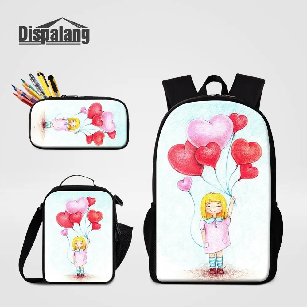 3 PCS Set25 Танцевальные балетные школьные сумки для девочек, набор из 3 предметов, детский модный рюкзак, Студенческая школьная сумка для еды, ланч, основной пенал, чехол, Sac A Dos - Цвет: 3 PCS Set25