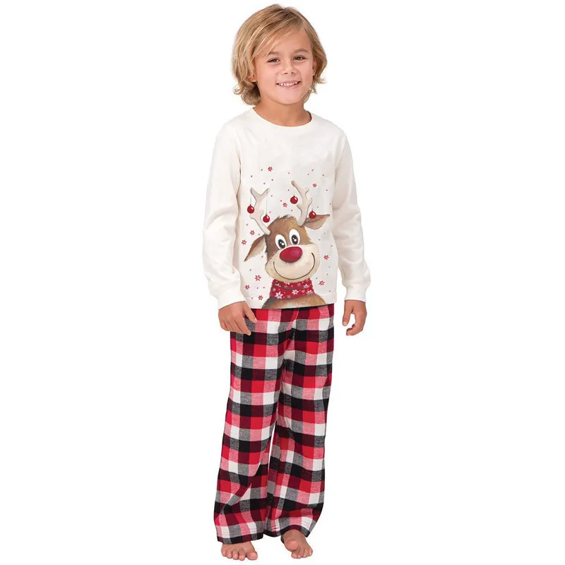 Коллекция года, семейный Рождественский пижамный комплект с принтом оленя для взрослых, женщин и детей, рождественские Семейные комплекты Рождественская семейная одежда для сна комплект из 2 предметов, топ и штаны