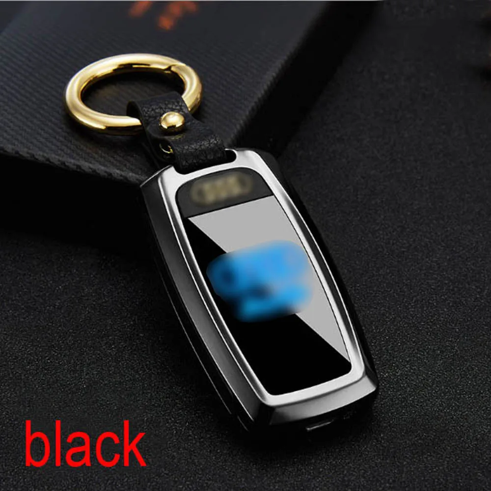 USB Зажигалка светодиодный экран Ключ Пряжка - Цвет: black