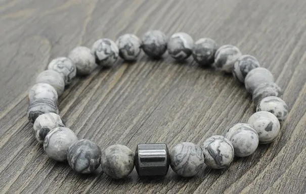8 мм hh3 Регулируемая Веревка Йога howlite Лабрадорит карта камень белый черный из