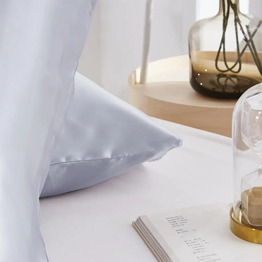 2pcs Satin Silk Soft Mulberry Plain Pillowcase Cover Solid Color Chair Seat Square Pillow Cover Home Plain Pillowcase