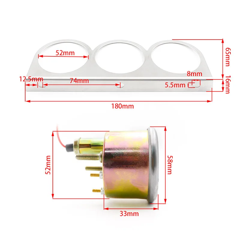 0-100 psi набор датчиков хромированный манометр для воды 8 V-16 V 2 ''52mm 3 Kit Высокое качество