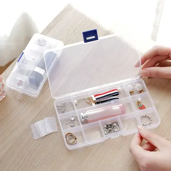

10 15 24 Grids Compartments Plastic Transparent Organizer Jewel Bead Case Cover Container Storage Box for Jewelry Pill