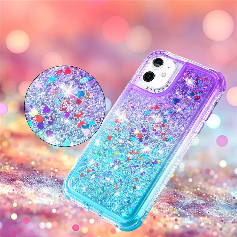 13 mini case Glitter Gradient Transparent Shockproof Phone Case For iPhone 13 11 12 Pro Max XS Max X 7 8 Plus 11 12 Pro Shining Bumper Cover 13 mini case iPhone 13