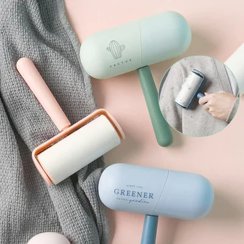 

Household Clothes Hair Remover Capsule Storage Drum Type Sticky Hair Can Tear Dusting Brush With Shell Sticky Hair Rolling