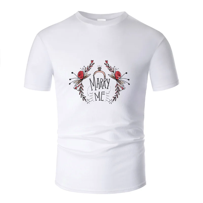 Men-White Новая мода marry me wedding happy футболка винтажная Мужская футболка унисекс из хлопка с комиксами большой размер S~ 5xl - Цвет: Men-White