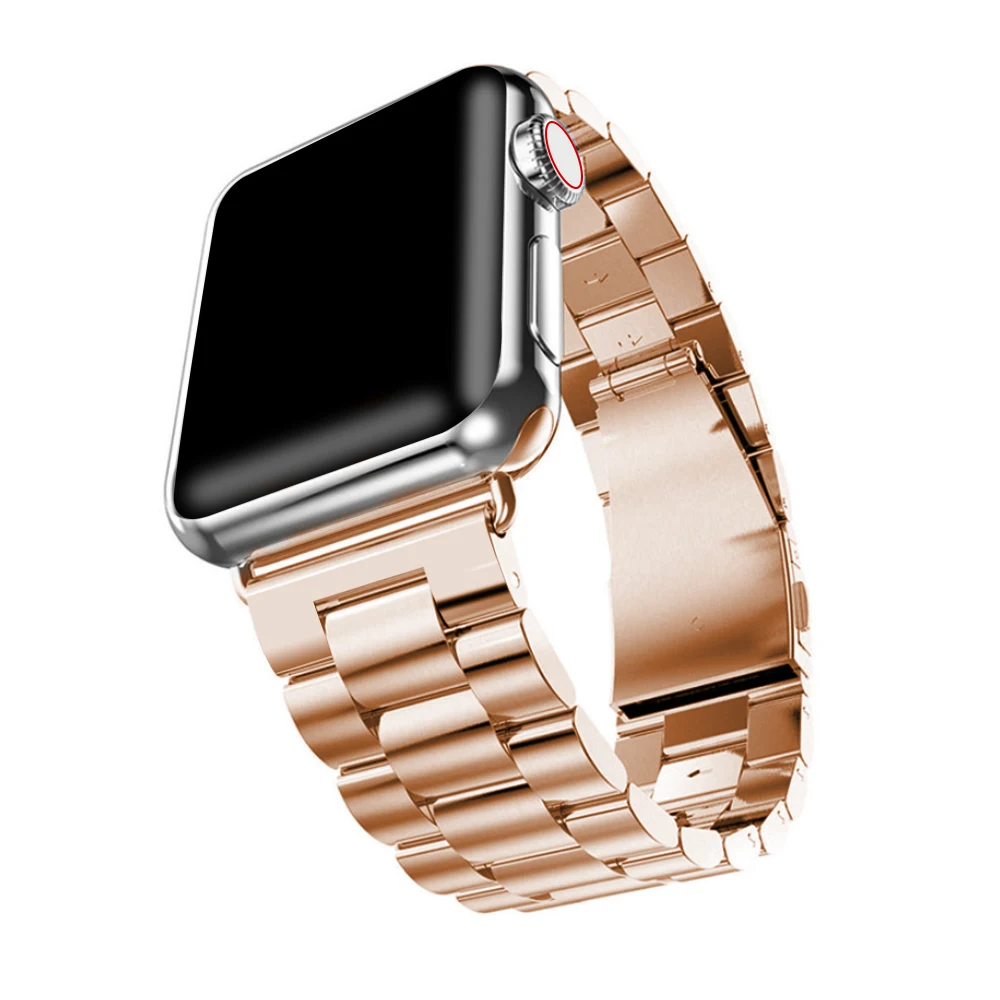 Нержавеющая сталь ремешок подходит для наручных часов Apple Watch 4 40 мм 44 металла в едином положении во время занятий легкой атлетикой, браслет относится к наручных часов iwatch серии 3/2/1, 42 мм, 38 мм - Цвет ремешка: Rose gold