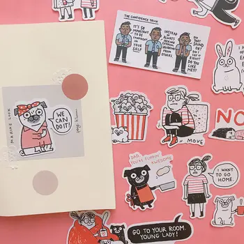 

13Pcs Vintage Cartoon American Words Sticker DIY Craft Scrapbooking Album Junk Journal Planner Decorative Stickers