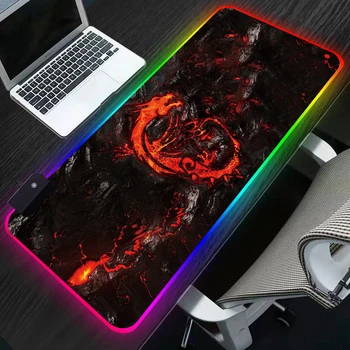 

RGB Gaming Mouse Pad Large 900x400mm XL Red Dragon Pattern Computer Desk Mat Pad with LED Backlight For PC Laptop support Custom