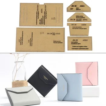 

1 Set DIY Leather Handmade Craft Short Wallet Sewing Pattern Hard Kraft Paper Stencil Template 9.5cm*10cm*1.5cm