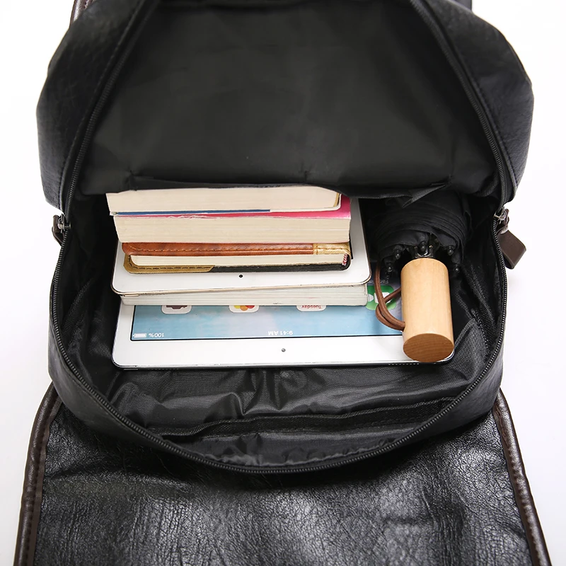 Мужской кожаный рюкзак большой для ноутбука в стиле ретро коричневого и черного