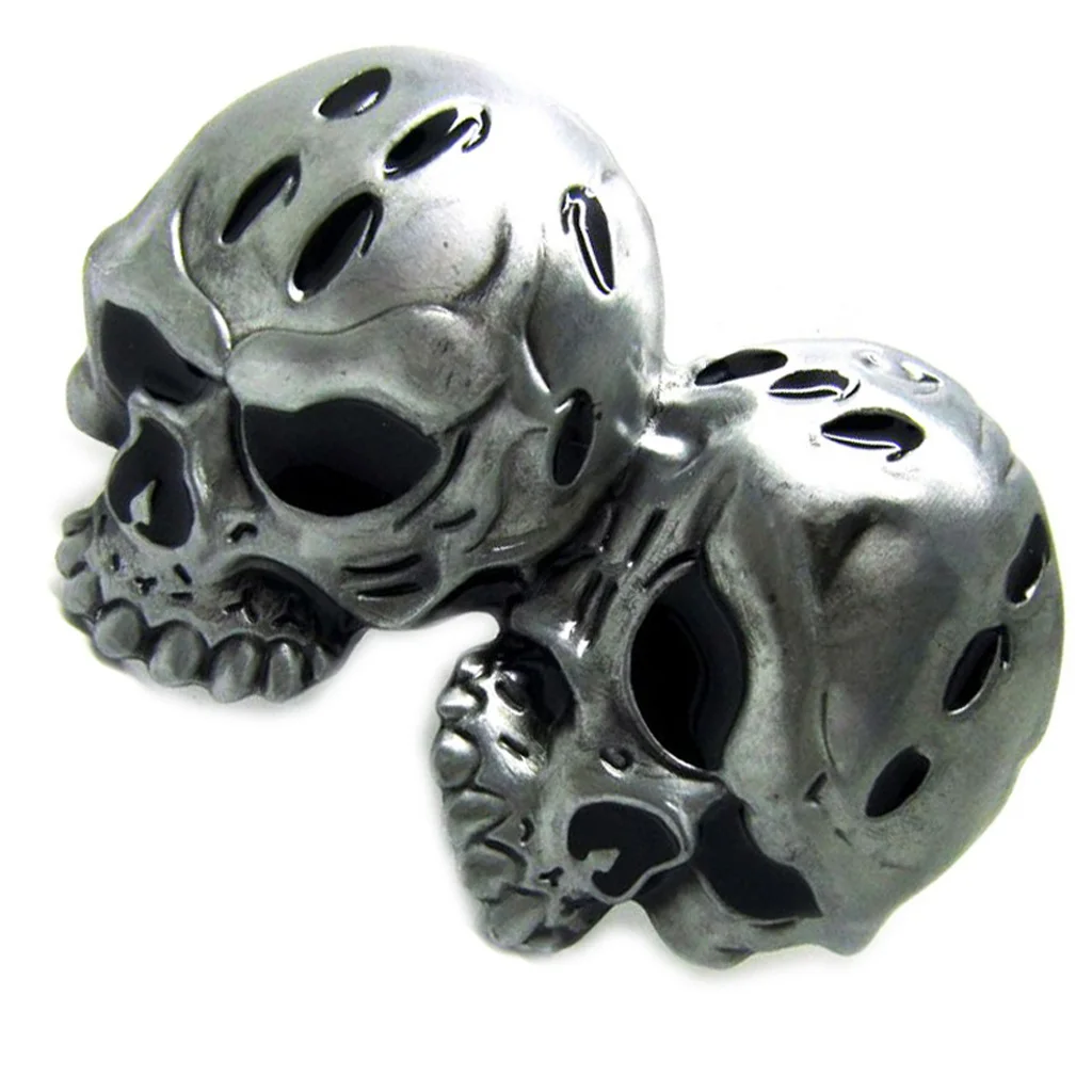 Novelty Vintage Western Belt Buckle 3D Double Skull Head Gothic Clothing Accessories For Women Men