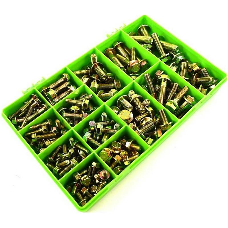 80pcs M6 M8 M10 M12 Flanged Hexagon Head Bolts High Tensile Yellow Zinc Kit