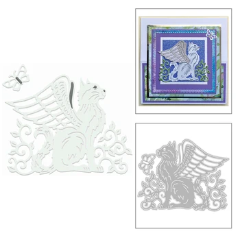 

2020 New Wing Angel Cat Metal Cutting Dies Animal Butterfly and Leaves Die Cut Scrapbooking For Crafts Card Making No Stamps Set