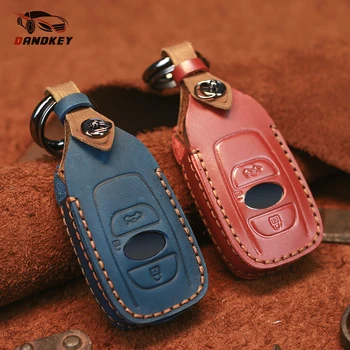 

Dandkey For Subaru Forester Impreza Outback WRX BRZ XV Crosstrek Genuine Leather Car Key Case Cover Keyless Protector Keychain