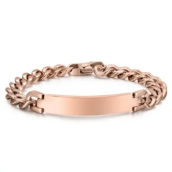 

Trendy ID Bracelet Bangle for Women Stainless Steel Gold Rose Gold Chain Bracelet Promise Jewelry Valentines Day Gift