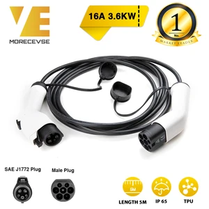 Morec EV зарядный кабель 16A 3,6 кВт для электрической автомобильной зарядной станции типа 1 к типу 2, SAE J1772 5 м - изображение