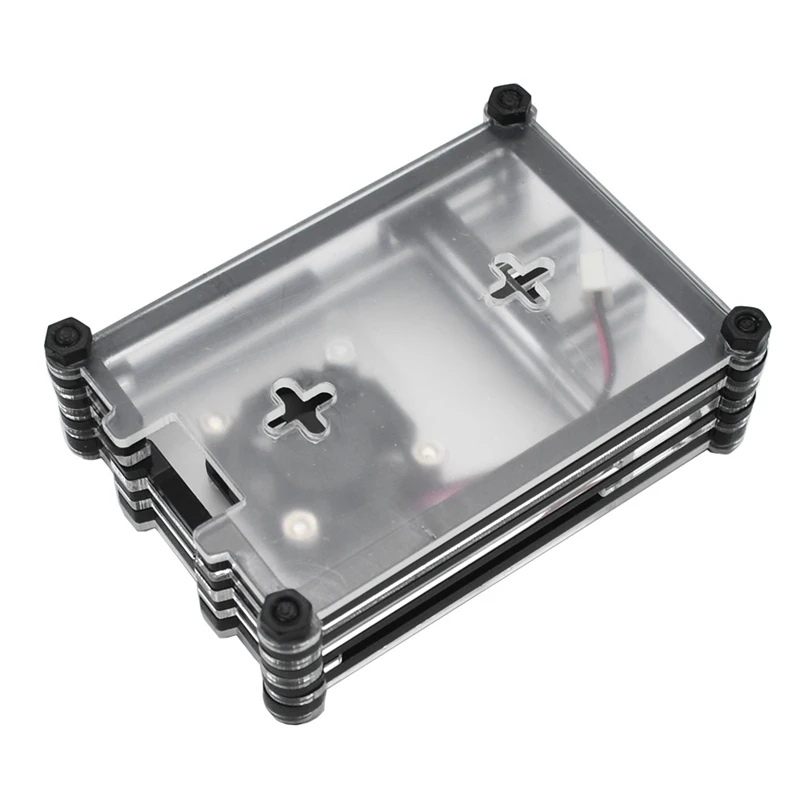 Акриловый чехол Geekteches Raspberry Pi с охлаждающим вентилятором для Raspberry Pi 4 Модель B